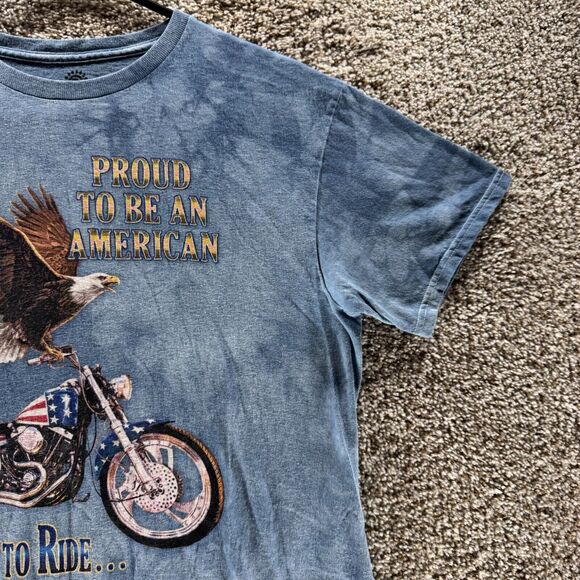 The Mountain Shirt Mens Medium Blue Born To Ride Motorcycle American Pride 2019 - Picture 4 of 12